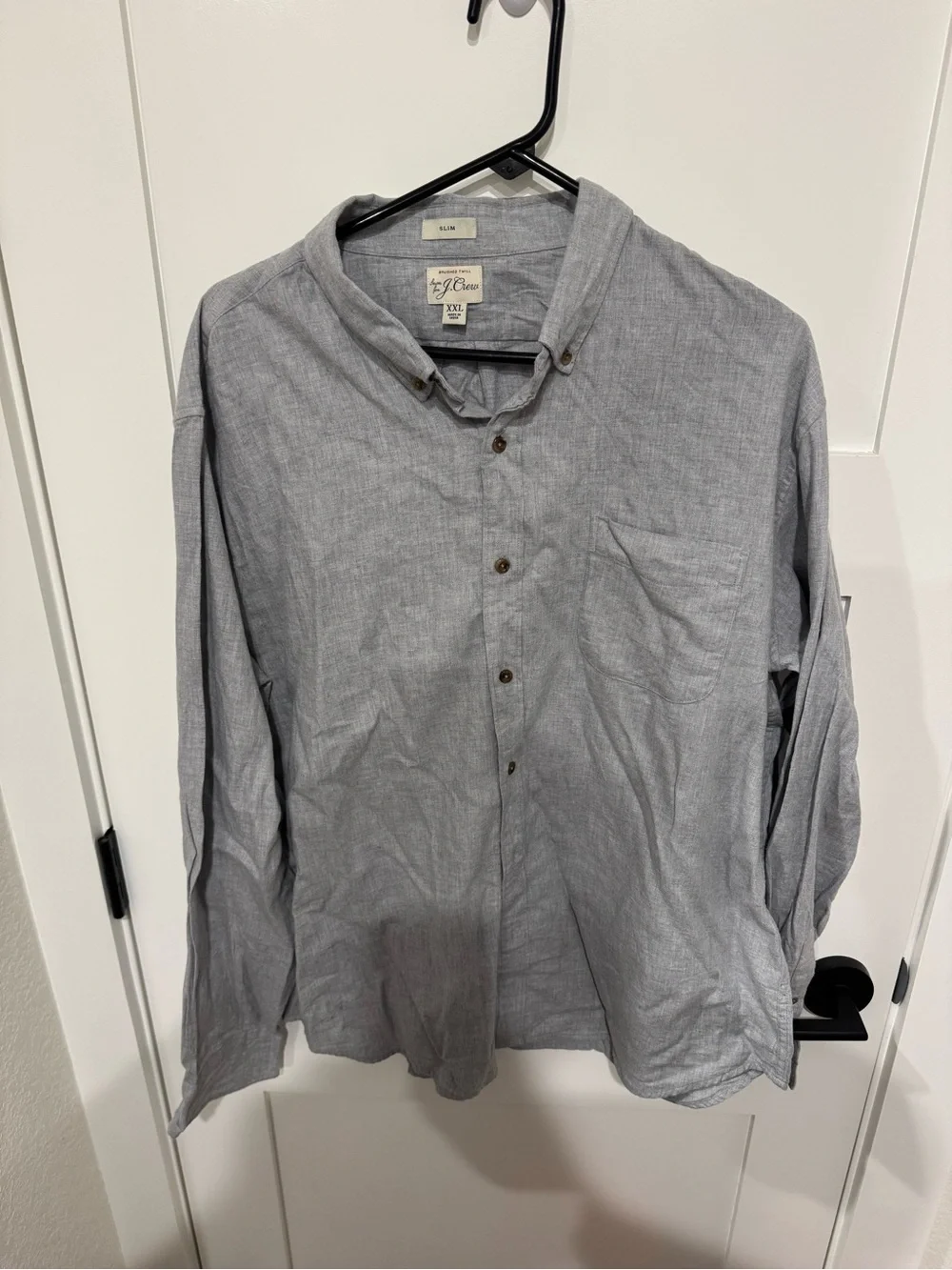 Mens Jcrew Button-Up Shirt in Light Gray - Men's